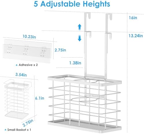 Agotglmi Hair Tool Organizer, Dryer Holder, 3 in 1 Blow Bathroom Organizer Wall Mounted/Cabinet Door for Flat Iron, Curling Straightener, Care & Styling Tools Storage Basket (White)
