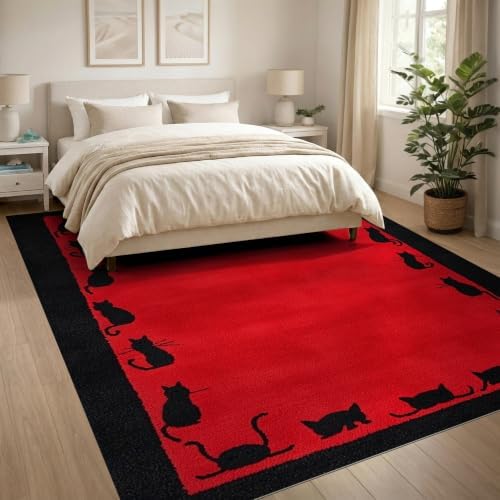 8'x10' Red Cat Crimson Artistic Ultra-Soft Area Rug