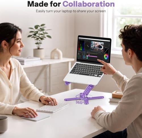 OMOTON LA10 360° Rotating Laptop Stand Riser Foldable for Desk, Purple