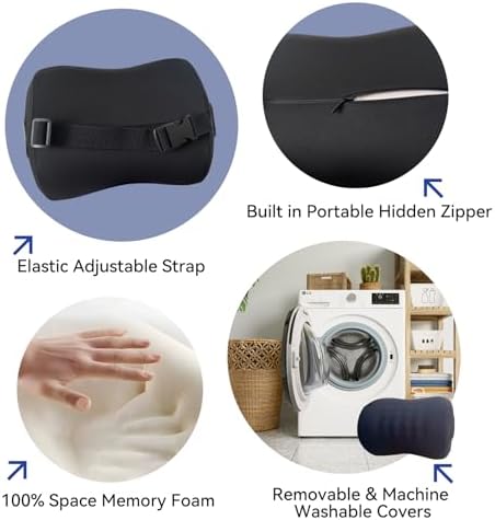 SPRFUFLY Car Headrest Pillow 2 Pack, Headrest Pillow with Adjustable Strap