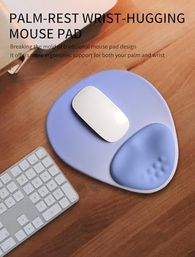 Palm-Rest and Wrist-Hugging Mouse Pad Wrist Rest, Ergonomic Wrist Support with Curve Fitting Cushioned Memory Foam for Carpal Tunnel Pain Relief, 9.9 x 8.3 Inch, Purple Ombre