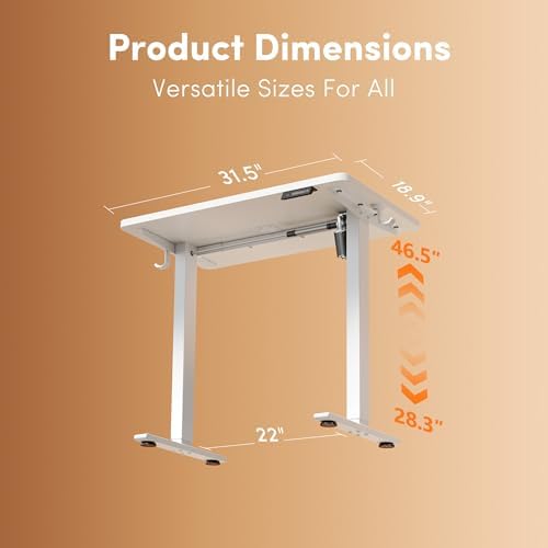 FEZIBO 32" Small Electric Standing Desk Height Adjustable Desk, White