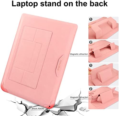 HoYiXi 15 16 Inch Laptop Sleeve Case Leather Bag for MacBook Pro 16 2021 & 2019/ASUS Vivobook 15/Huawei MateBook D15/HP 15.6" PC/MacBook Pro 15/Surface Laptop 3/Dell Inspiron 15/IdeaPad, Pink