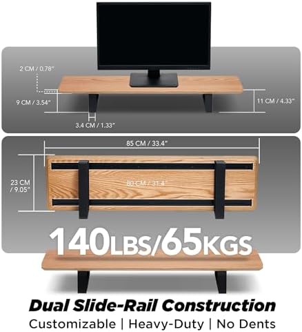 ULTRARM Moodular Wooden Monitor Stand Desk Organizer, Standard 33.4" Oak