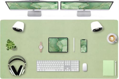 Bloss Extra Large Desk Mat 55" x 24", Waterproof Student Study Desk Mat, PU Leather Computer Writing Desk Pad, Non-Slip Dressing Table Cover Protector for Home Office and Decor - Beige