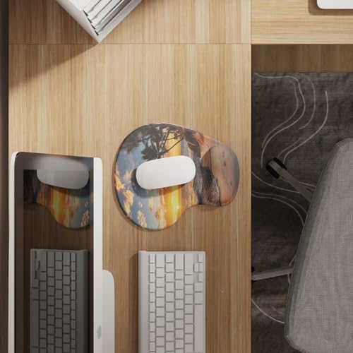 Office Mousepad with Gel Wrist Support - Ergonomic Gaming Desktop Mouse Pad Wrist Rest - Design Gamepad Mat Rubber Base for Laptop Computer -Silicone Non-Slip Special-Textured Surface (15SunsetP)