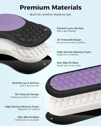 Ergonomic Mouse Pad and Keyboard Wrist Rest Set (Black&Purple)