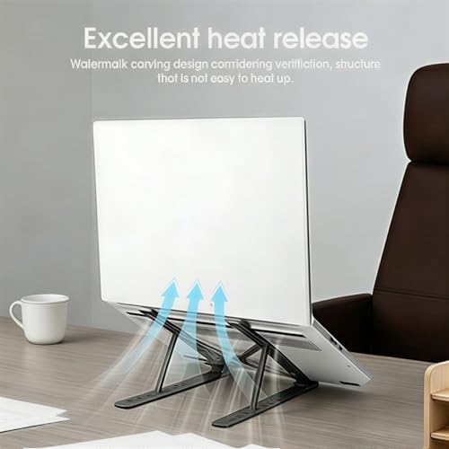 Laptop Stand for Desk, Ergonomic Design Adjustable Aluminum Foldable Portable Computer Stand, Compatible with MacBook Air Pro, HP, Lenovo, Dell, More 10-15.6" Inch and Tablets