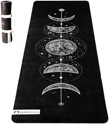 Yoga Mat With Strap 5mm Non Slip Suede & TPE - Eco-Friendly Fitness & Exercise Mat for Home Gym, Pilates, Hot Yoga, and Meditation - Lightweight Durable 72 x 24 inch Workout Mat for Women, Men
