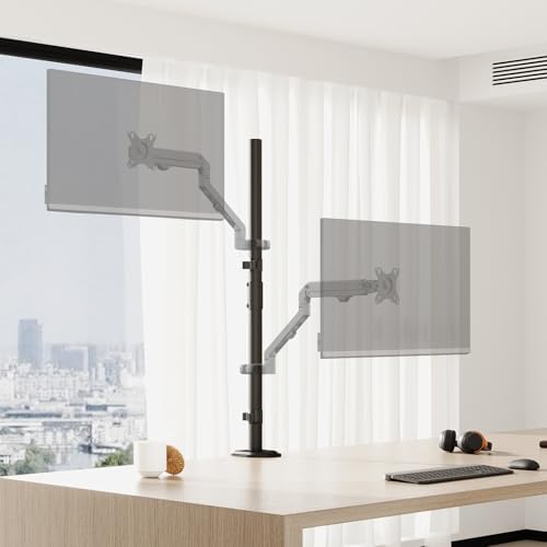 31.6" Steel Extra Tall 2-Section Monitor Arm Pole with C-Clamp/Grommet Base