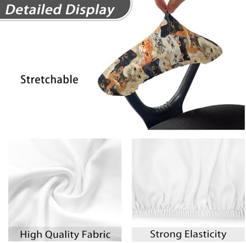 Cute Cartoon Cats Printed Office Chair Arms Protector Kitten Printed Office Seat Hand Rest Protector with Elastic Edge, Stretchable Skin Friendly Computer Chair Desk Chair Arms Covers