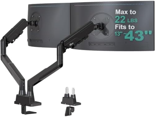 WALI Adjustable Dual Monitor Arm for 13-43 inch Screens, 22 lbs per Arm