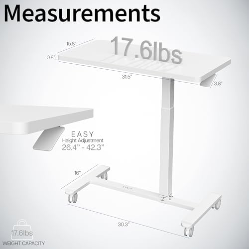 VIVO White Mobile 32 x 16 inch Over Couch Laptop Table, CART-V02L-W