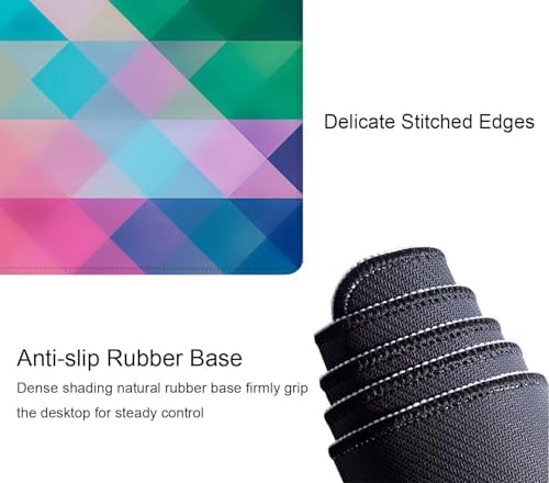 Colorful Triangles Print Desk Mat Large Gaming Mouse Pad XL Extended Mousepad Desk Pad Big Keyboard Pad Desktop Mouse Mat 31.5"x11.8" Deskmat for Gamers with Stitched Edges Non-Slip Rubber Base