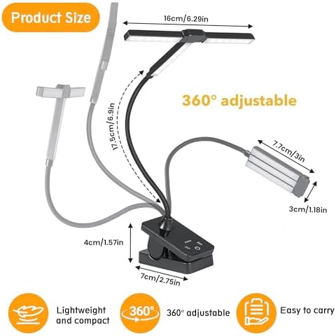 holoith 3 Head Foldable Clip On LED Easel Lamp for Artists