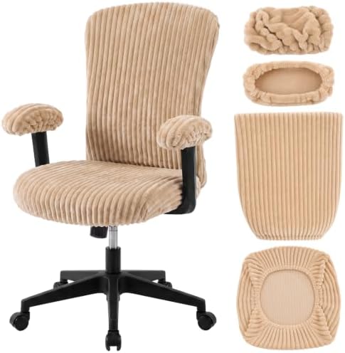 Tallew 4 Pieces Office Chair Covers Set Desk Computer, Khaki