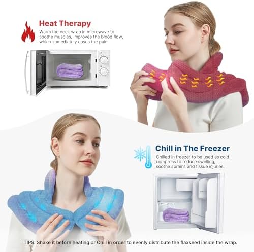 MORLIDEN Neck Heating Pad Microwavable for Shoulders, Warmer Wrap Microwave Heating Pad for Neck and Shoulders for Pain Relief (Purple)