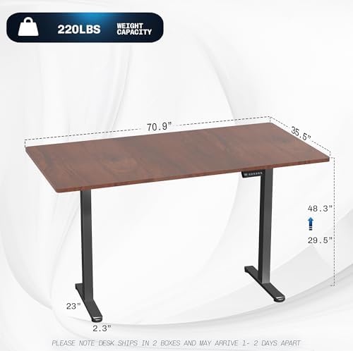 VIVO Dark Walnut 71 x 36 in Standing Desk, DESK-KIT-E2B7D-36