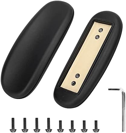 ALUCSET 10" Long x 4" Wide Office Chair Replacement Armrest Arm Pads Caps Univeral 4" 5.5" Mounting Hole Office Chair Parts 1 Pair (Black, Set of 2)