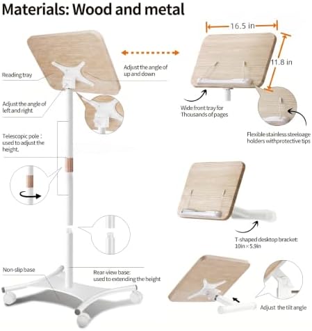 2-in-1 Floor Music Stand & Desktop Book Stand, 16.5"–51" Height Adjustable
