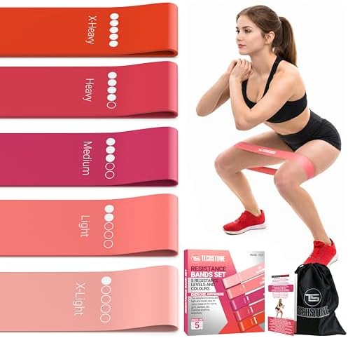 TechStone Resistance Bands Set – 5 Levels Loop Exercise Bands for Men & Women, Elastic Workout Bands for Home Gym, Training, Yoga & Fitness, Carry Bag Included