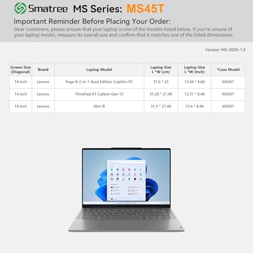 Smatree MS45T Hard EVA Protective Case with Stand for 14" Lenovo Slim 9i