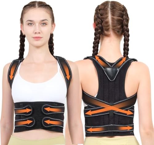 Back Brace Posture Corrector Women Pain Relief, Black, Large
