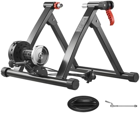 VEVOR Bike Trainer, 6 Level Resistance, 26-29 in & 700C Wheels, Foldable Magnetic Bicycle Stationary Stand for Indoor Exercise Riding with Quick Release Skewer & Front Wheel Riser Block for Road Bikes