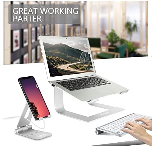 Urmust Laptop Stand for Desk, Silver, Up to 15.6" Laptop