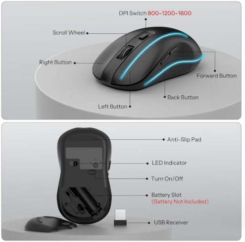 OMOTON Wireless Keyboard and Mouse Combo,2.4GHz USB Receiver & Phone Holder