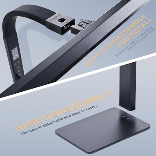 LED desk lamp for home office, architect computer work light,Touch color temperature stepless dimming and adjustable flexible gooseneck tube. desk lamp with clock , suitable for reading and studying.