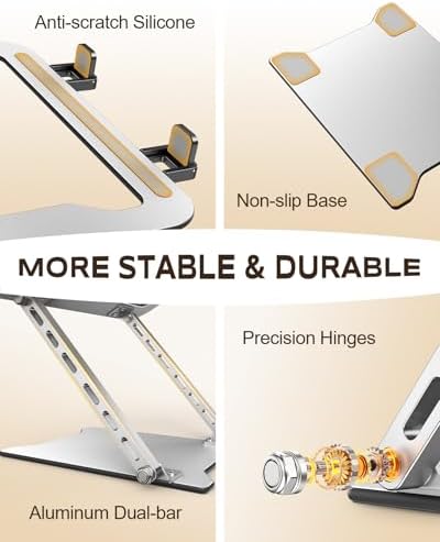 RIWUCT 2026 Laptop Stand for Desk Ultra-Slim Portable & Height Adjustable