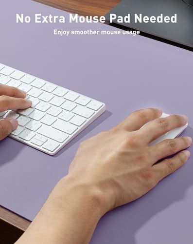 Aothia Faux Leather Desk Mat - Large Mouse Pad, Non-Slip PU Leather Blotter, Waterproof Writing Surface for Office and Home (Lavender, 40" x 24")