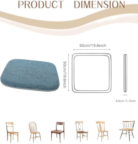 High Resilience Memory Foam Chair Cushion 19"x19"x2" Set of 2 Square Chair Pads and Washable Cover Non Slip Seat Cushions for Indoor Dining Room Kitchen and Office Chairs (Green,19"x19")