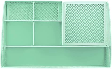 Annova Mesh Desk Organizer Office with 7 Compartments + Drawer/Desk Tidy Candy/Pen Holder/Multifunctional Organizer (Green23)