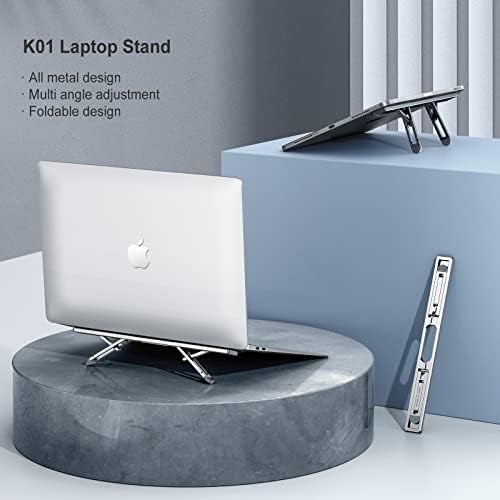 Aluminum Laptop Riser, 4 Adjustable Heights, Foldable for Desk