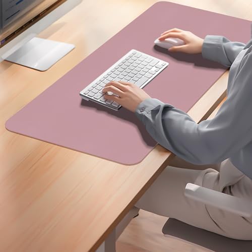 Leather Desk Pad Mat, Dusty Pink Desk Mat, 35.4" x 16.9"