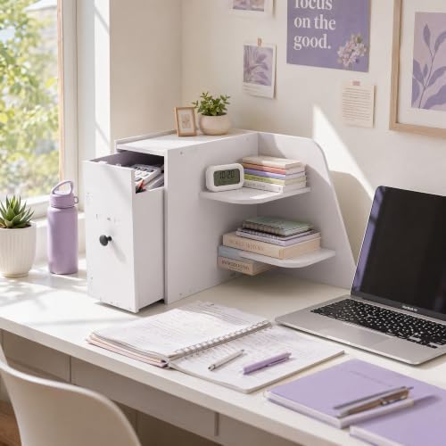 Desktop Shelf Organizer, 3-Tier L-Shaped Desk Corner Storage Rack