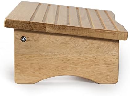 CONSDAN Foot Rest, Ergonomic Footrest for Under Desk at Work, Nursing Foot Stool, Natural Solid Wood Non-Slip Slanted Top Foot Stool for Office/Standing Desk (Natural Color)