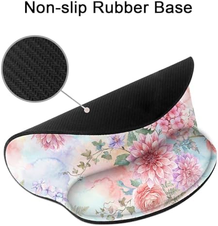 Britimes Ergonomic Mouse Pad with Wrist Support, Floral Pink