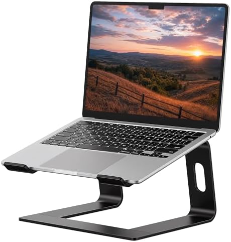 SOUNDANCE Laptop Stand, Aluminum Ergonomic Desk Riser, 10-15.6",Black