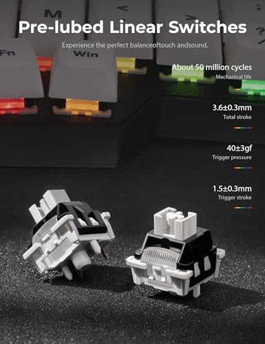 YIVU Corne V4.1 Wired Split Ergonomic Mechanical Keyboard | 40% Ortholinear 3x6 Layout, 46 Keys | Hot-Swappable Per-Key RGB | Vial/QMK Programmable | Pre-Lubed Linear Switches
