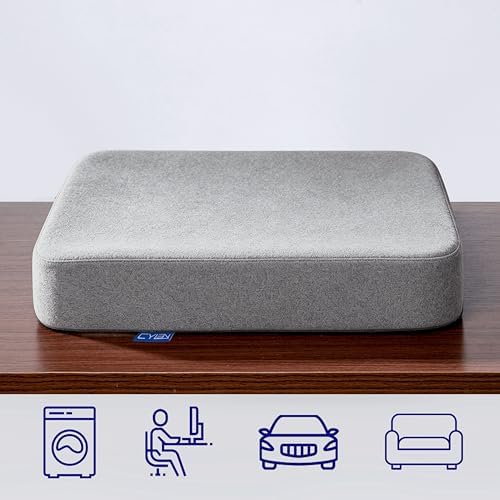 CYLEN Ifoam Memory Foam Layer Wheelchair Cushion - Seat Cushion for Wheelchair-Office Chair, Kitchen Chair-Pressure Sore and Tailbone Pain Relief-High Dense Polyfoam Base (Grey, 18×16×3 inch)