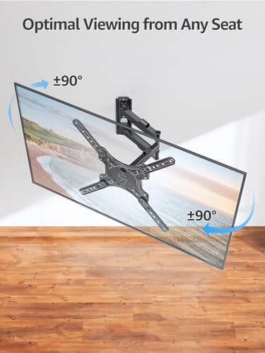 MOUNTUP Full Motion TV Wall Mount for Most 26-60 Inch TVs, Max VESA 400x400mm Wall Mount TV Bracket with Swivel Tilting Extension Level Adjustment for LED LCD Flat Curved TVs Up to 77 LBS, MU0018