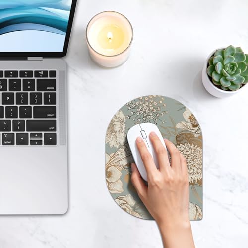 Contoured Oval Mouse Pad 6x8in Non-Slip for Laptop,Bird