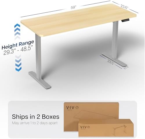 VIVO Light Wood 60 x 24 in Standing Desk, DESK-KIT-1G6C