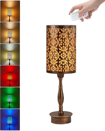 UMEXUS Vintage Cordless Table Lamp Rechargeable Battery Operated, Remote
