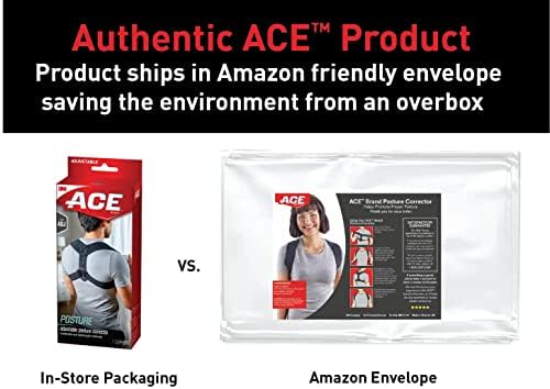 ACE Brand Posture Corrector, Posture Correction, Adjustable, Hook-and-Loop Shoulder Straps Provide Secure Fit, Posture Support Fits Discreetly Under Clothing, One Size Fits Most