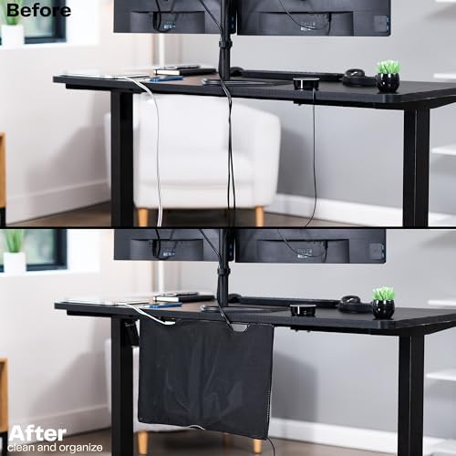 VIVO Black Under Desk 24 in Cable Management Sleeve, DESK-SKIRT-24