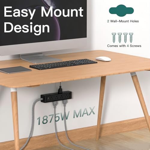15FT Extension Cord, Power Strip Surge Protector with 12 AC Outlets & 4 USB